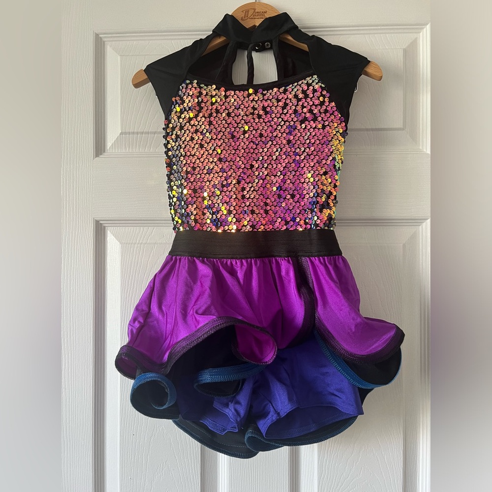Weissman Sequin Dance Costume with Purple Skirt